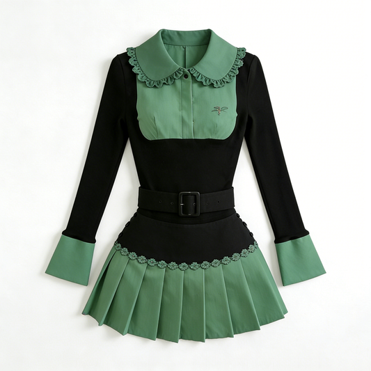 Green Floral Maid Dress