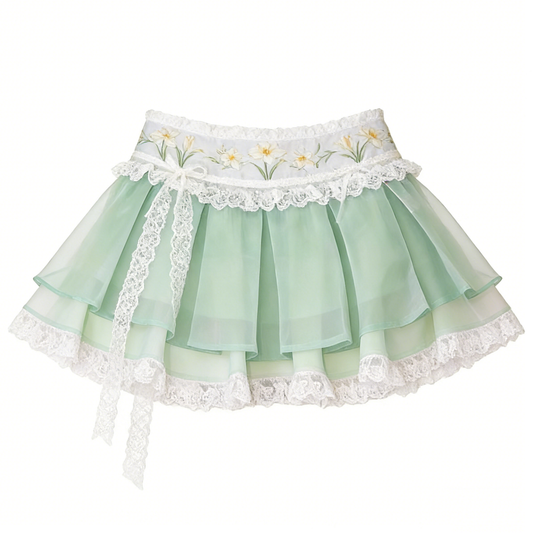 Mint Daffodil Tulle Skirt