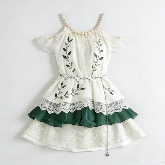 Green Leaf Layered Dress
