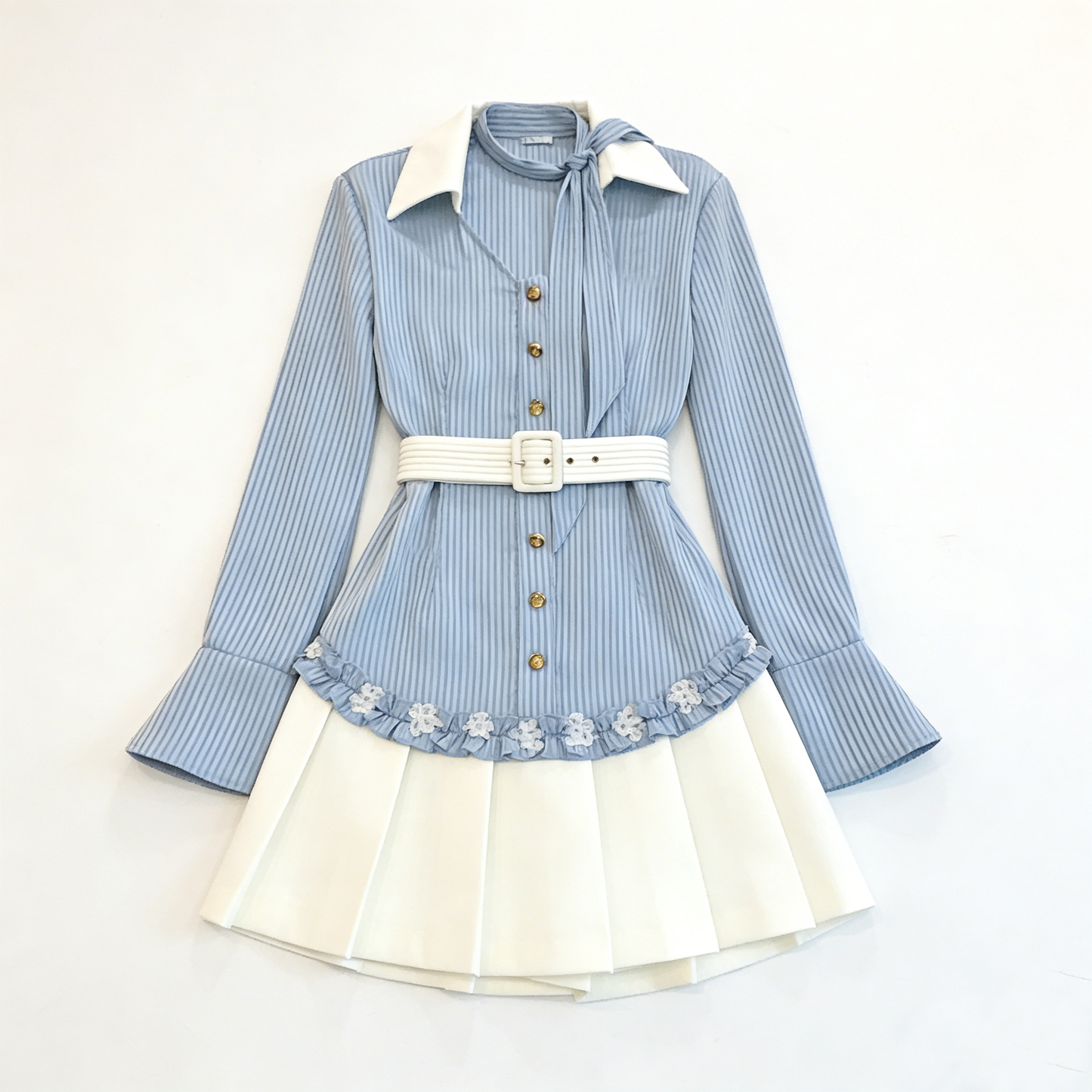 Light Blue Stripe Shirt Dress