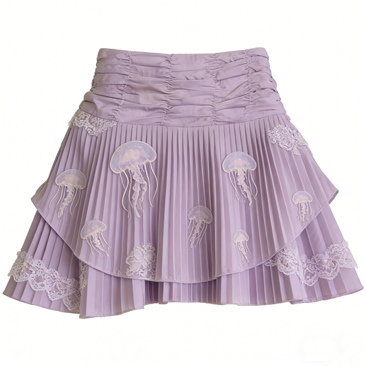 Purple Jellyfish Pleated Skirt