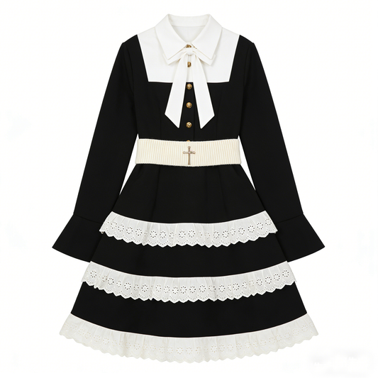 Black Nun Ruffle Dress