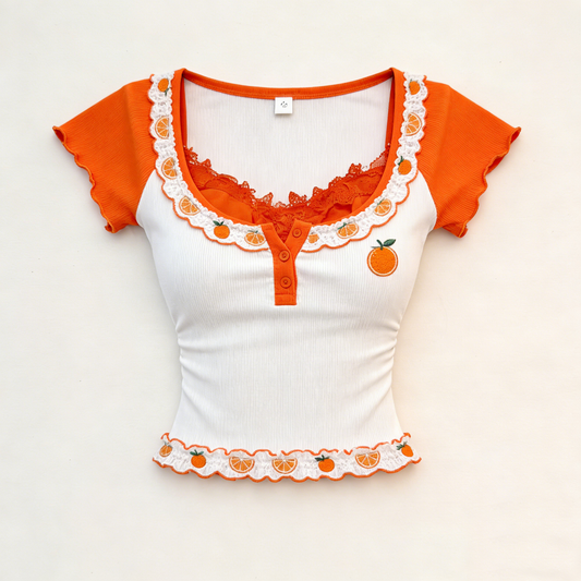 Sunny Citrus Ruffle Top