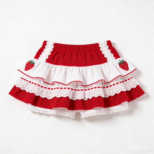Red Strawberry Ruffle Skort