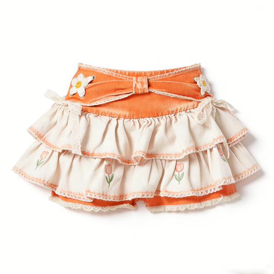Orange Tulip Ruffle Skort