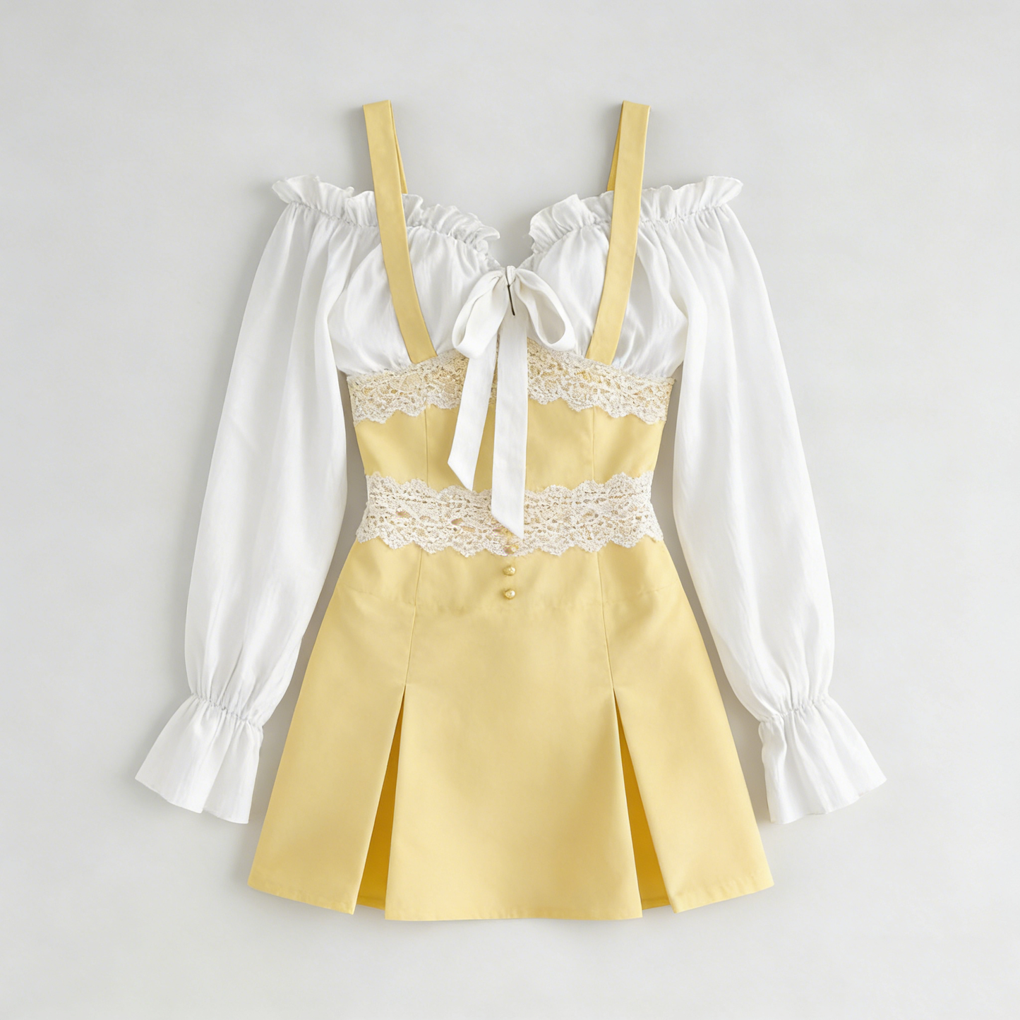 Yellow Off-Shoulder Lace Dress