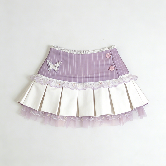 Purple Butterfly Stripe Skirt