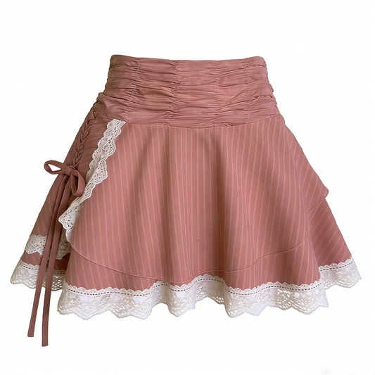 Pink Stripe Lace Skirt
