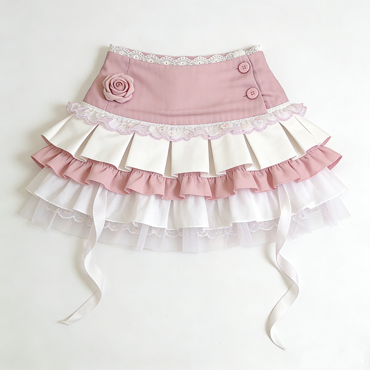 Pink Rose Layered Skirt