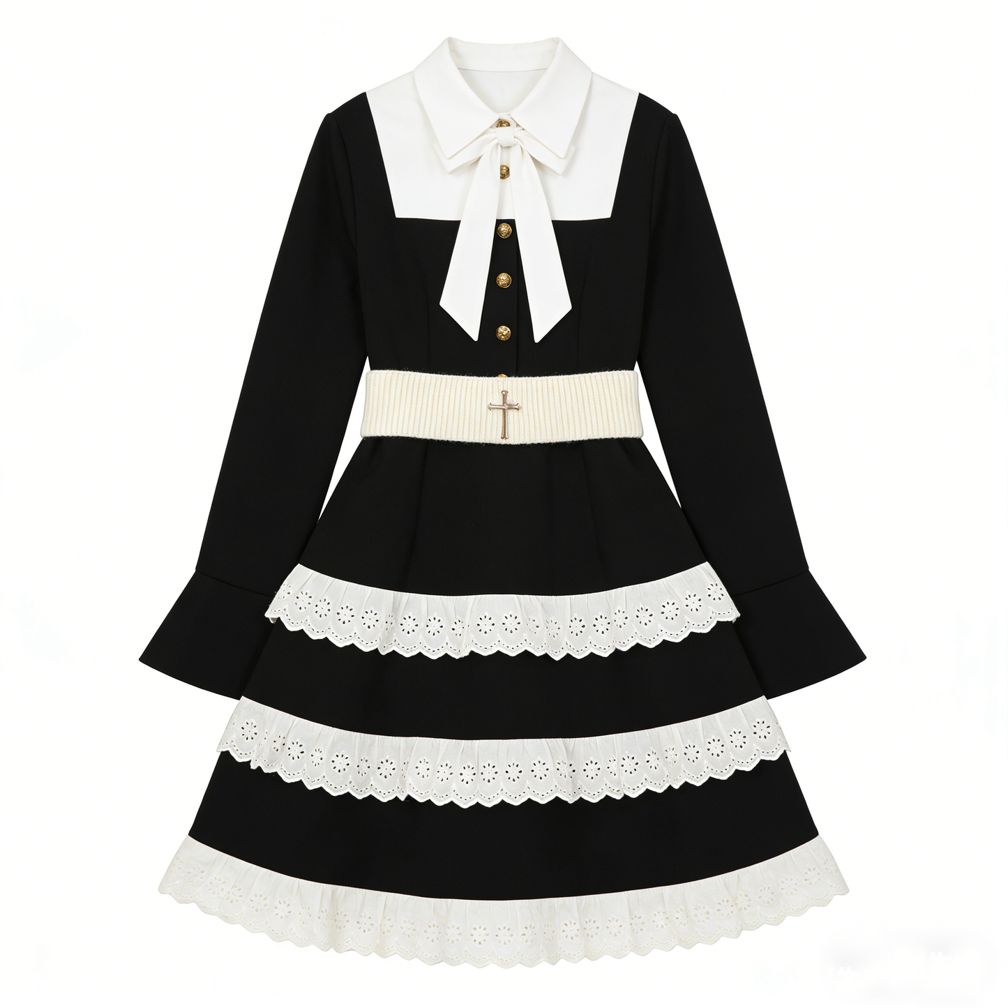 Black Nun Ruffle Dress