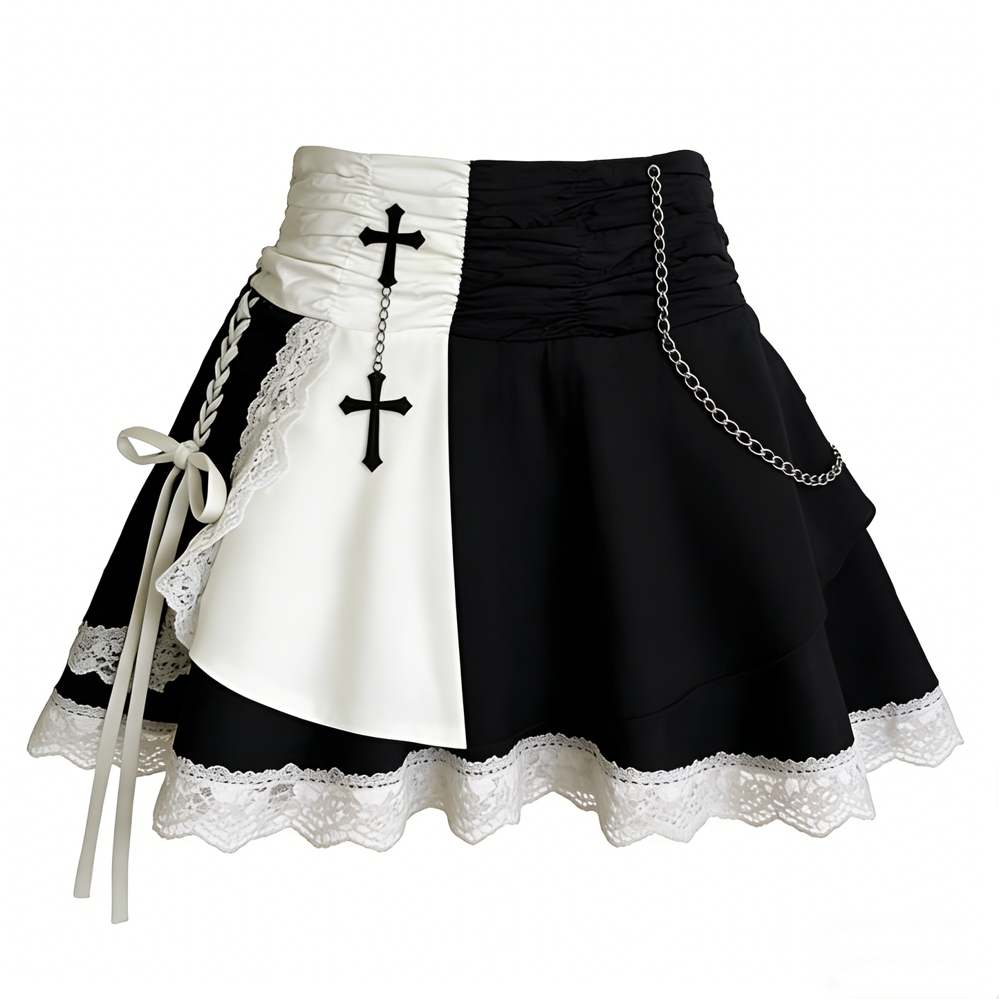 Split Cross Lace Mini Skirt